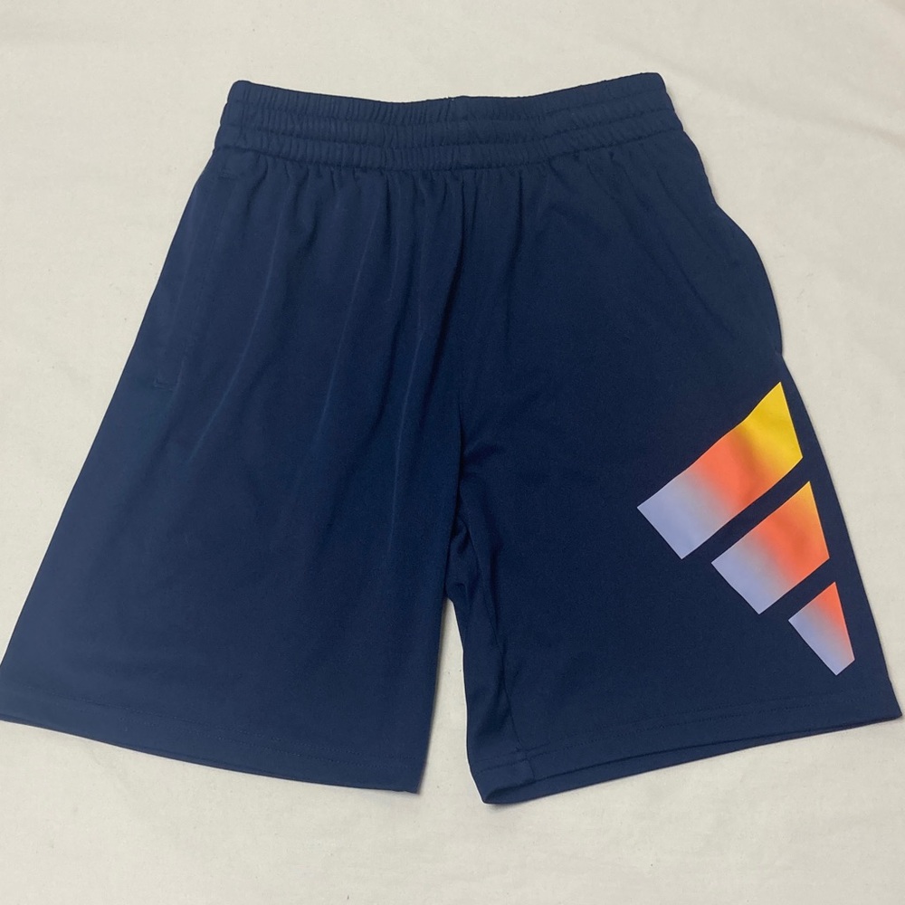 Adidas Kids Navy Shorts with Gradient Stripes